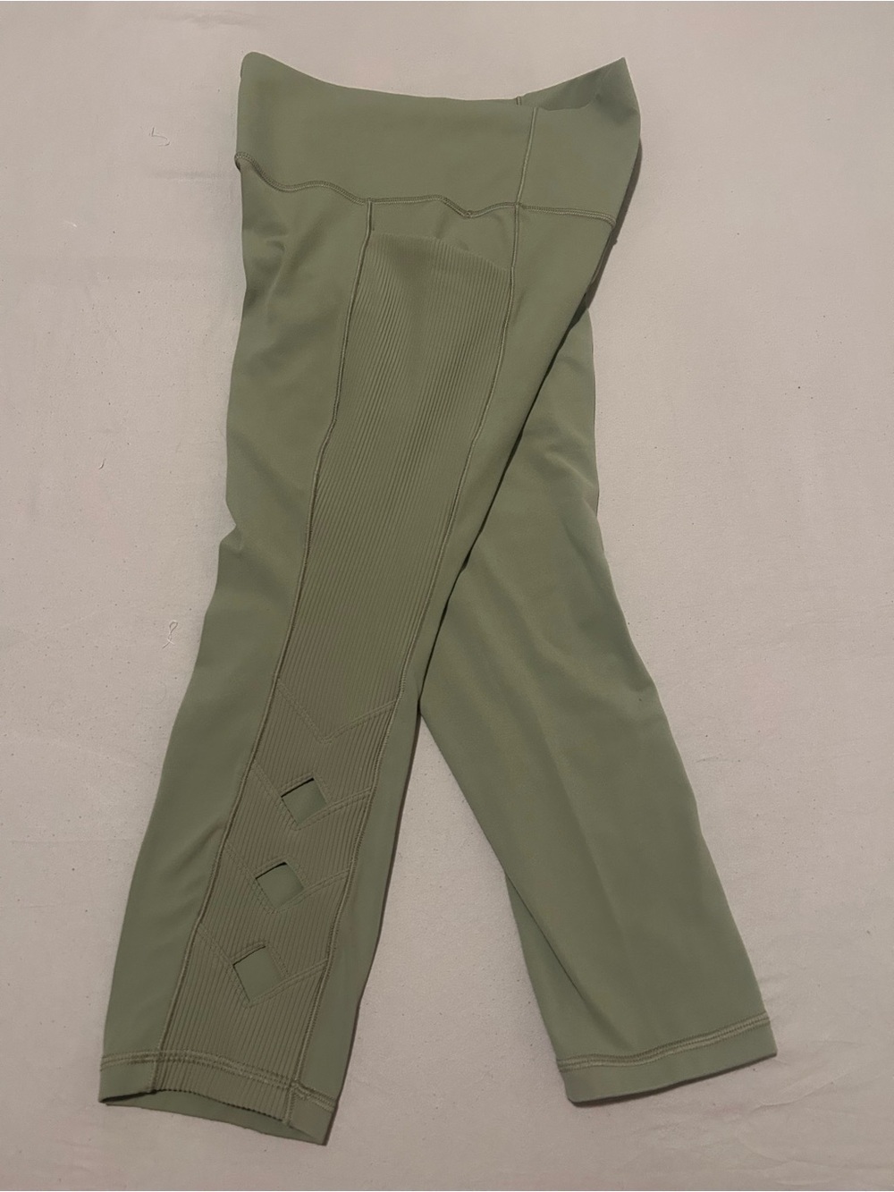 Athleta Olive Green Cropped Leggings with Side Cutout Detail - Picture 6 of 10